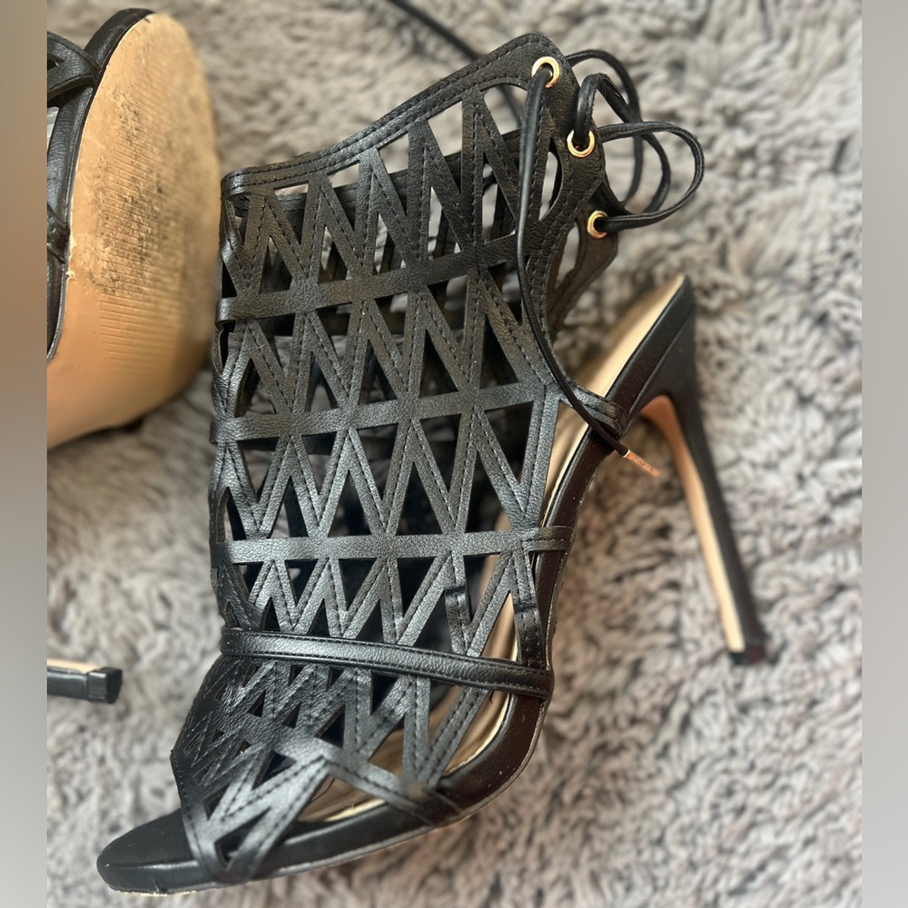 Black cage stilettos